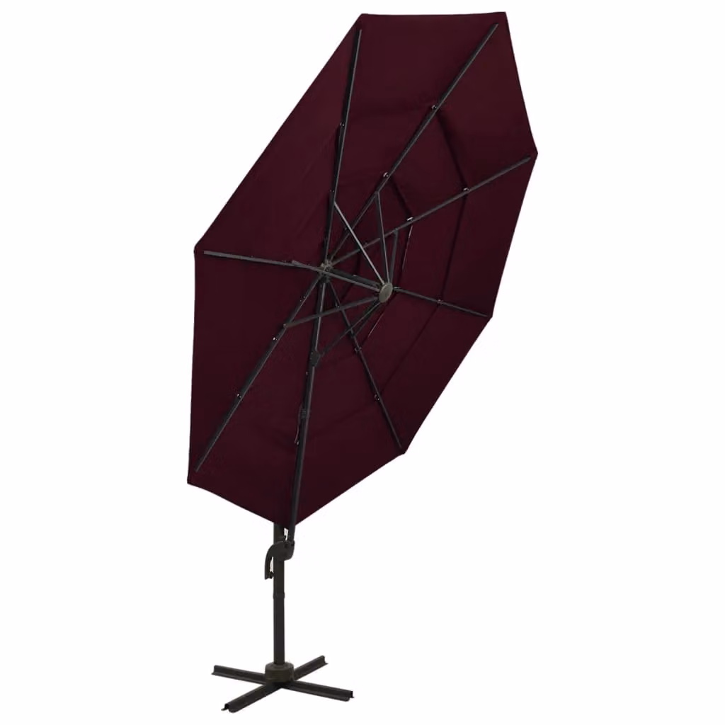 Berkfield Home 4-Tier Parasol with Aluminium Pole, Bordeaux Red, W: 3 x D: 3 m – 2