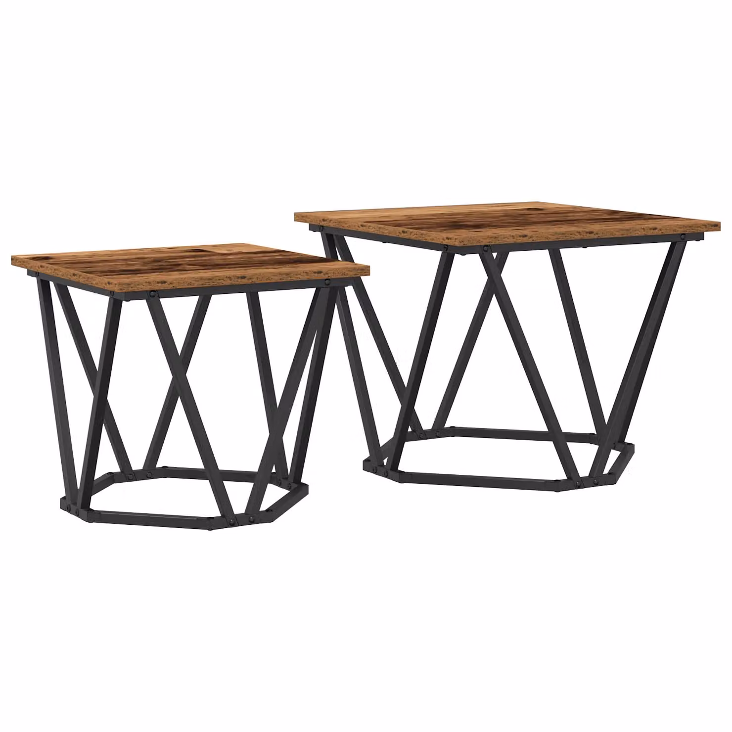 Berkfield Home Industrial Square Coffee Table in Brown with Reclaimed Wood and Metal X-Frame – 2
