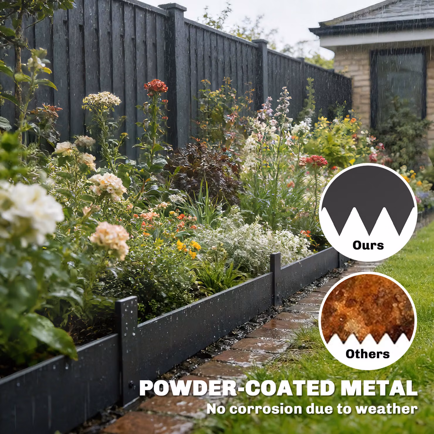Outsunny 5-Piece Metal Picket Garden Fence Panels, Black, H x W: 115 x 15 cm – 6
