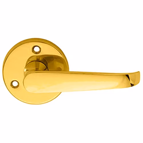 Loops Pair of Victorian Straight Shaped Lever Internal Door Handles in Polished Brass with 59mm Round Rose