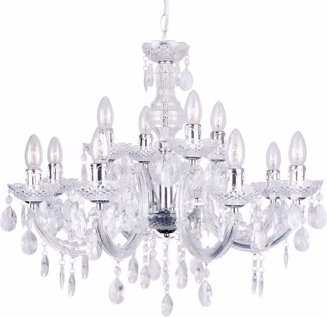 Litecraft Marie Therese 12 Light Crystal Chandelier in Chrome and Grey