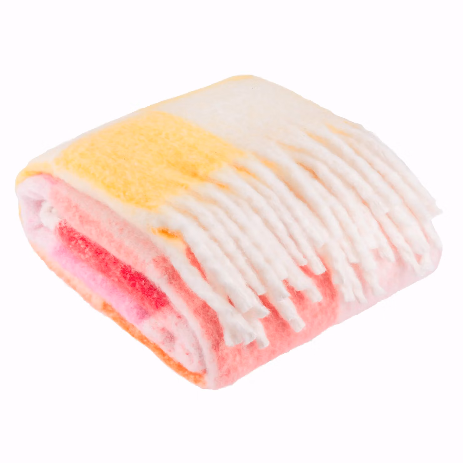 Furn Maisie Checked Woven Throw in Yellow and Multicolour with Fringes, W: 130 cm, D: 180 cm