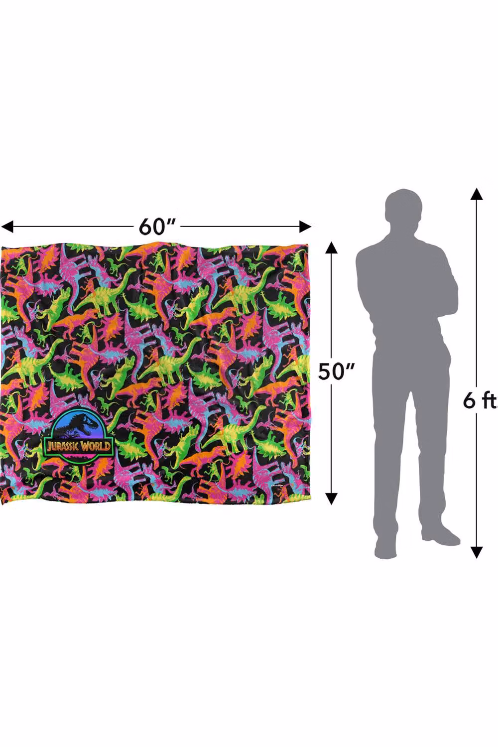 NBCU Jurassic World Neon Dino Pattern Super Soft Fleece Throw Blanket, Multicolour, W: 152 cm, D: 127 cm – 3