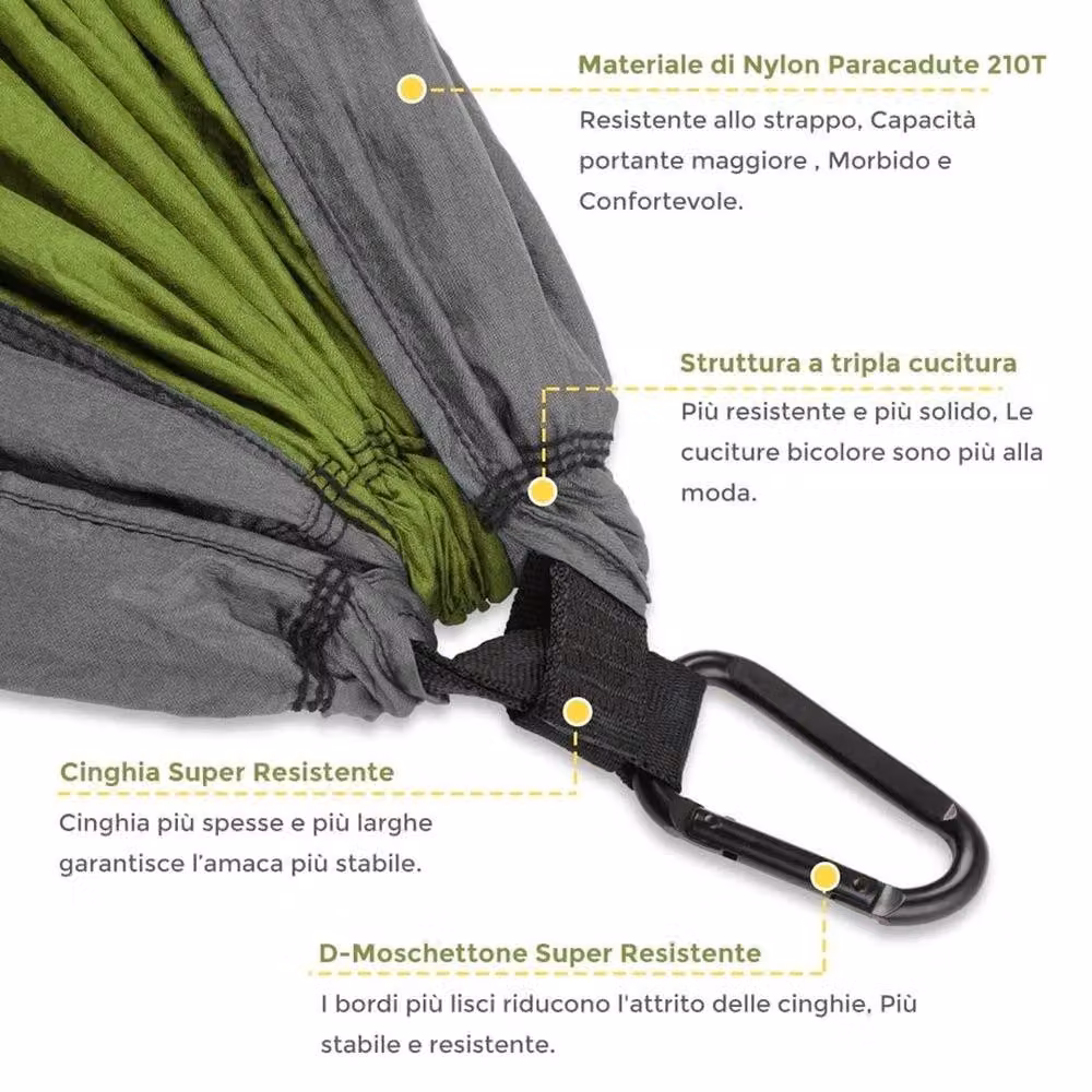NESTLUNE Green Outdoor Travel Camping Hanging Hammock, W: 100 cm, D: 15 cm – 3