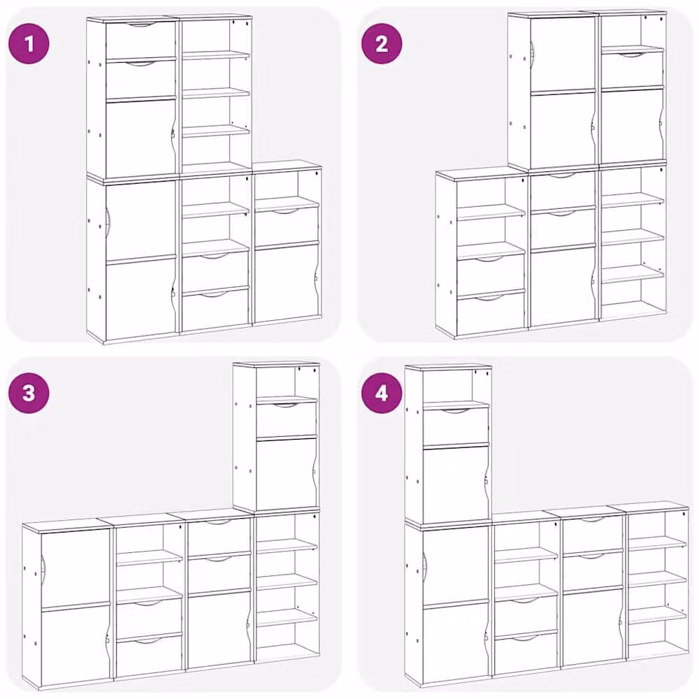 Berkfield Home ODDA Side Cabinets, 5 Piece Set, Brown Waxed Solid Wood and MDF, W/D/H: 40 x 24 x 79 cm – 4