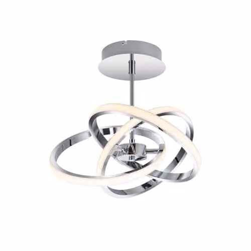 Cosylyte Ridgley Modern 3 Ring LED Pendant Light, Chrome, W: 39 cm, D: 39 cm, H: 34 cm, Adjustable Height, 3-Step Dimming, 3,000K Neutral White, 3,100lm