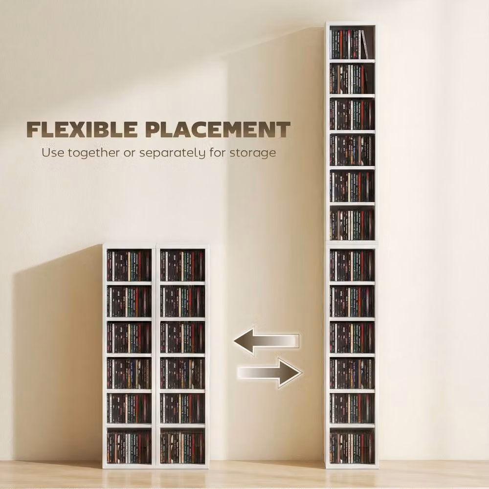 STILVORA Set of 2 White CD Storage Units with Adjustable Shelves – 5