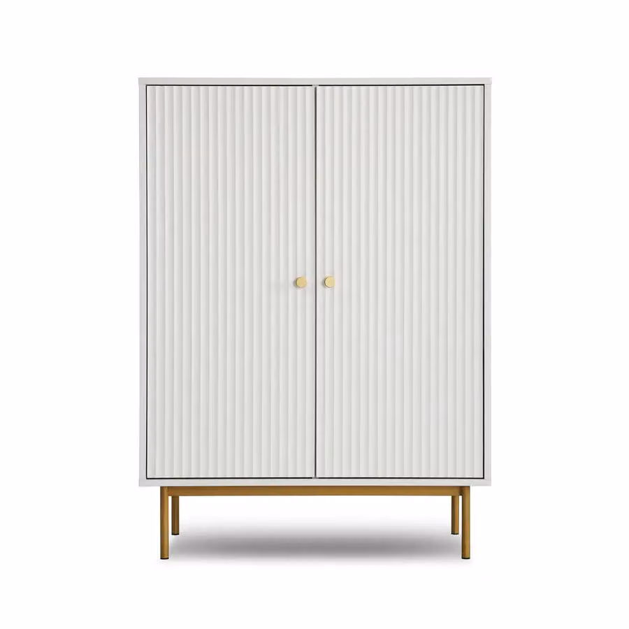 Home Garden Direct Devon Modern White Matt Highboard Storage Cabinet with Hinged Doors and Internal Shelves – 2