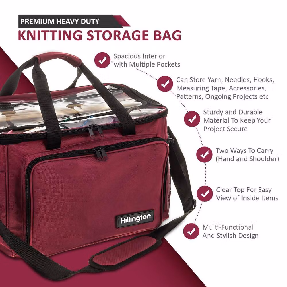 Hillington Knitting Storage Bag with Handles in Red – 2