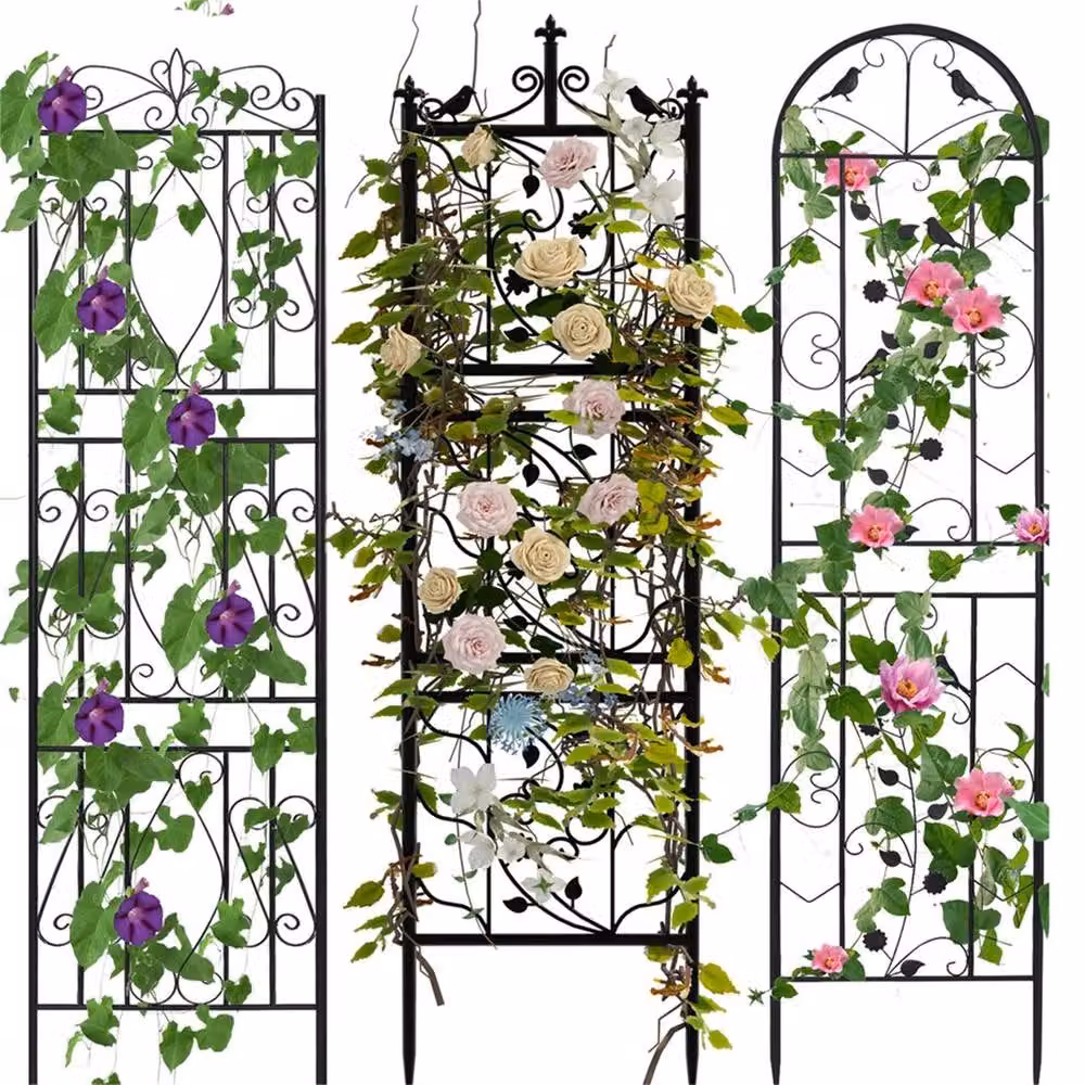 FLAVORA 2 Pack Metal Plant Trellis Support in Black, H 182 cm x W 50 cm – 2