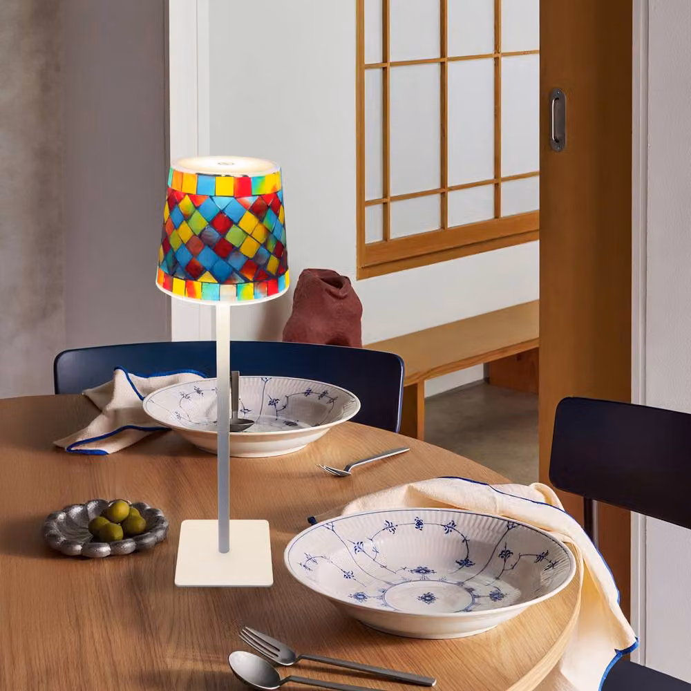 mysmartbuy Multicolour Mosaic Touch Table Lamp with Glass Effect and Rechargeable Battery, Height: 36 cm – 4
