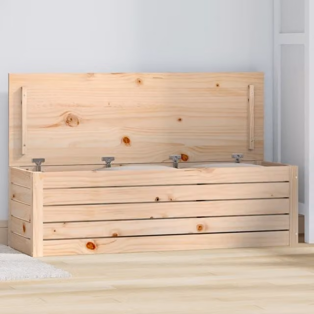 Berkfield Rustic Solid Wood Pine Home Storage Box, Brown, W/D/H: 109 x 36.5 x 33 cm