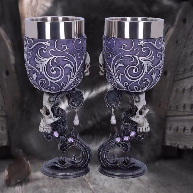 Nemesis Now Deaths Desire Goblets Set of 2, Multicolour, Height: 18.5 cm