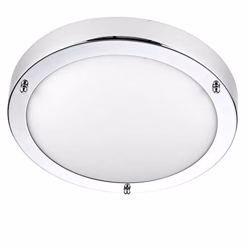 Loops IP44 Dimmable Round Bulkhead Light in Chrome with Glass, suitable for Bathroom and Garden Ceiling or Wall Lighting, E27, 60W Max