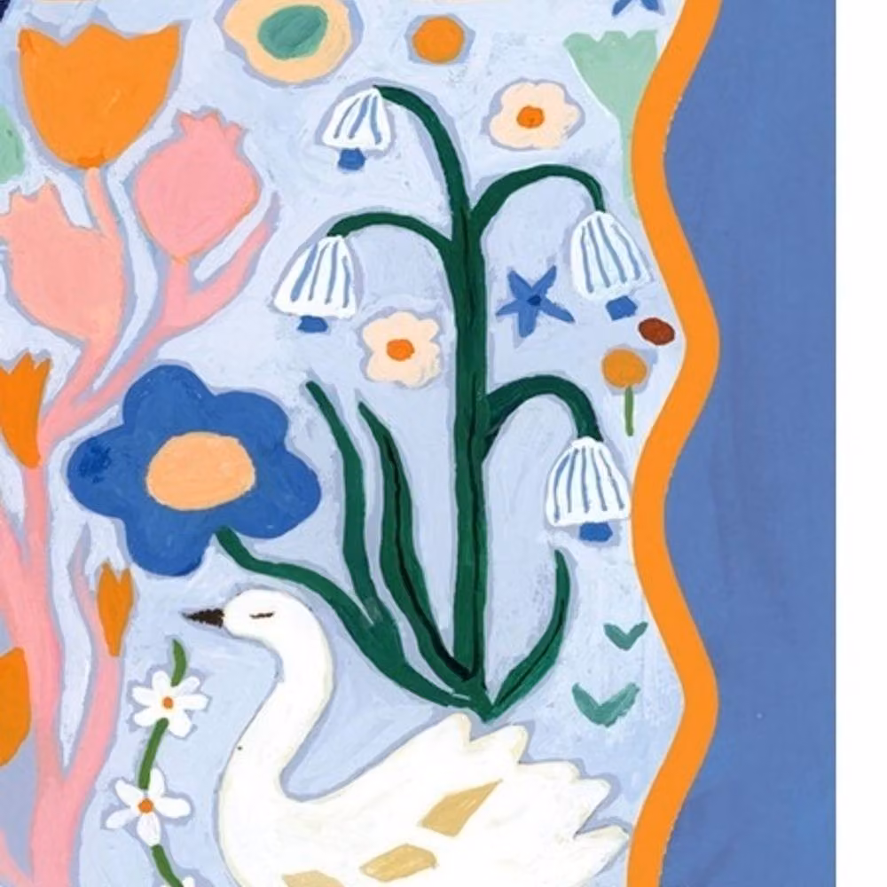 Summer Thornton Swans Print Multicolour Paper Poster – 2