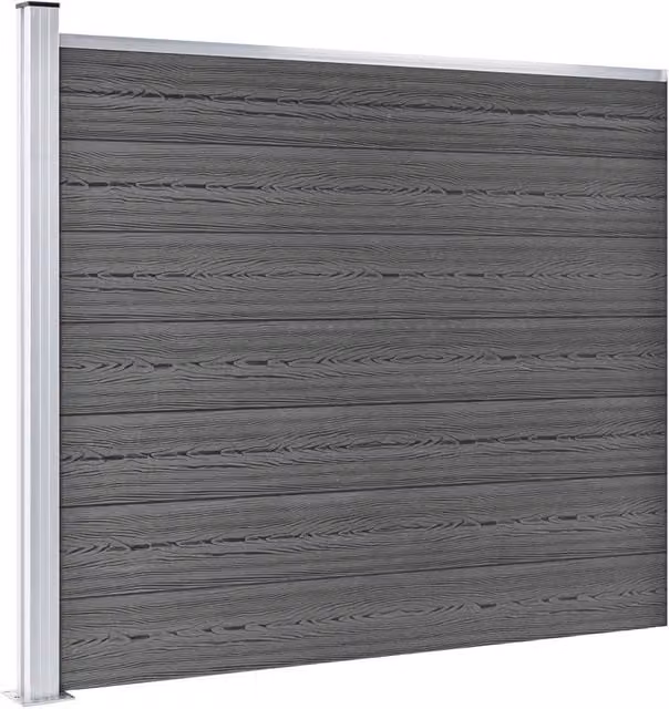 Berkfield Home Durable WPC Fence Panel Set, Black, W: 699 cm, H: 146 cm