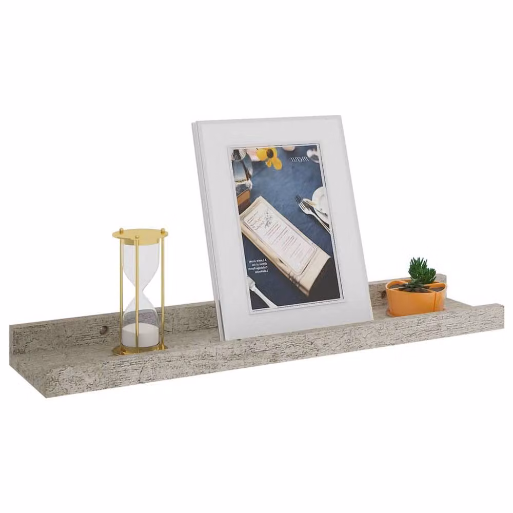 Berkfield Home Wall Mounted Shelves, 2 Pack, Grey, W: 40 cm, D: 9 cm, H: 3 cm – 2