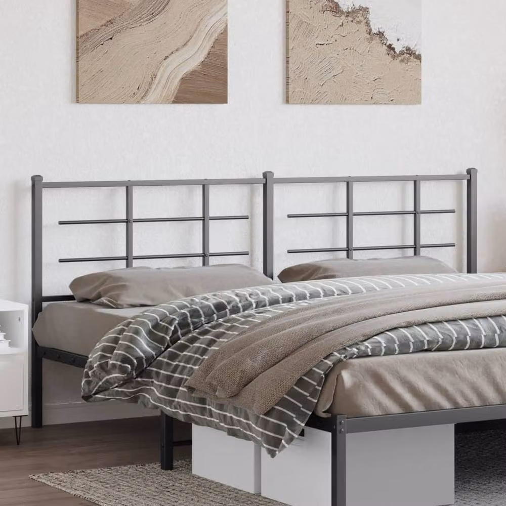 Berkfield Home Matt Black Metal Headboard W/D/H: 200 x 200 cm – 2