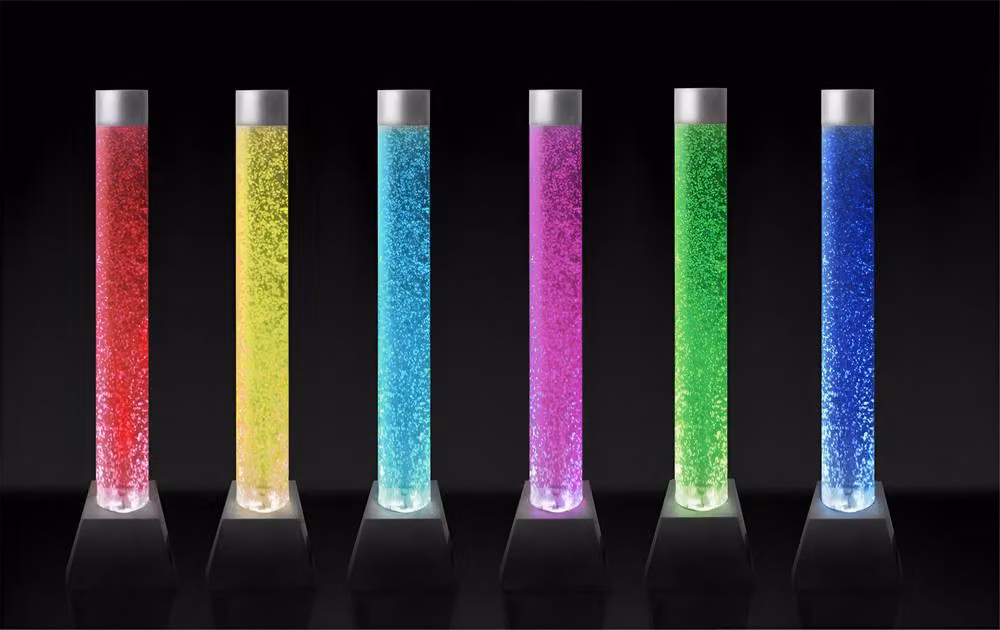 Primrose Metallic Silver Bubble Tube Water Feature with Colour Changing LEDs, Height: 130 cm – 3