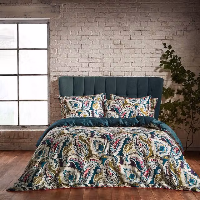 Make it a Home Aretha Paisley Mako Satin Cotton Duvet Cover Set, Multicolour, W: 140 cm, L: 200 cm