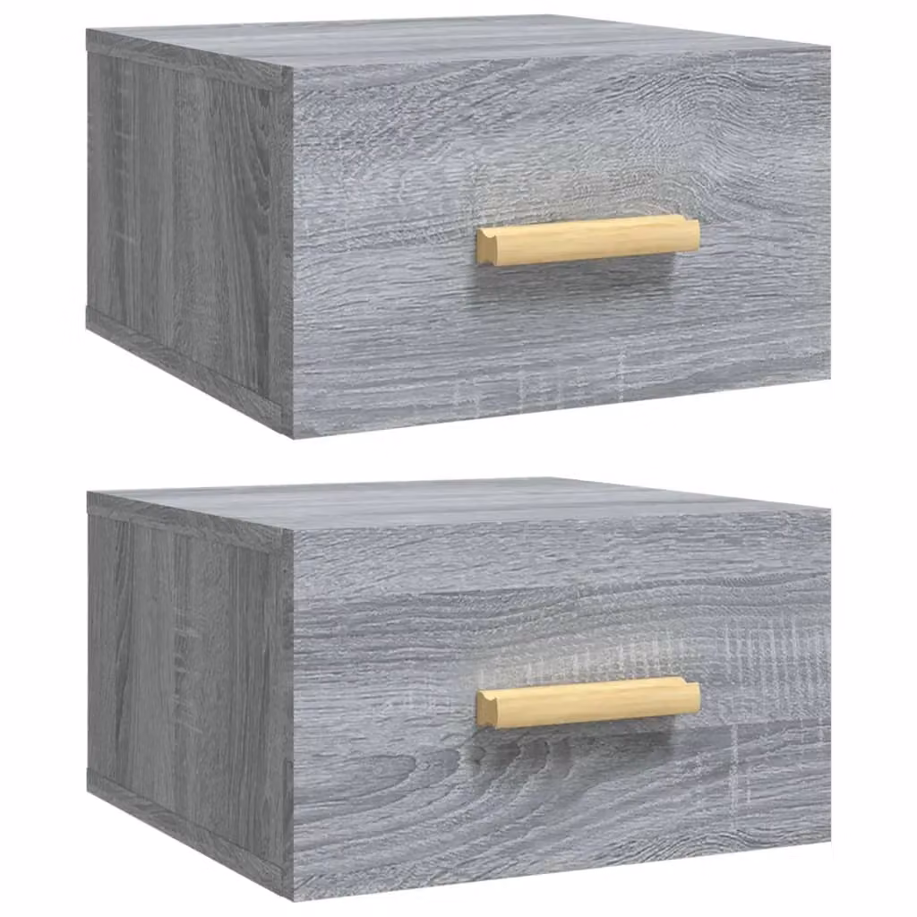 Berkfield Home Wall-mounted Bedside Cabinets, 2 Pack, Grey Sonoma, W/D/H: 35 x 35 x 20 cm – 2