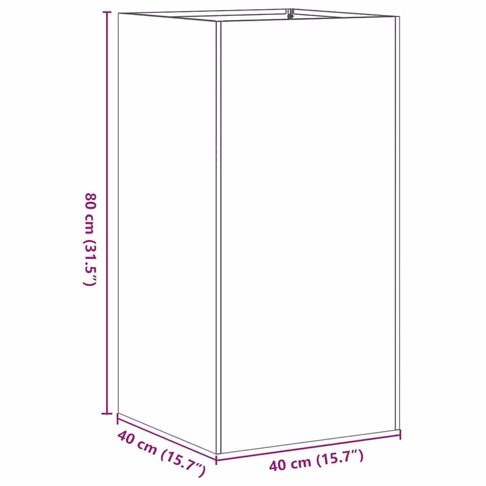 Berkfield Home Anthracite Steel Planter in Dark Grey, W/D/H: 40 x 40 x 80 cm – 4