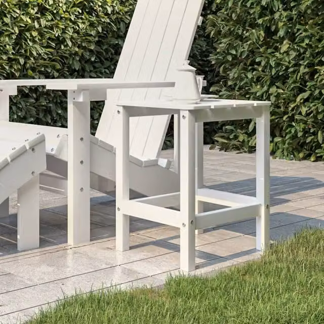 Berkfield Home Garden Adirondack Table in White, W/D/H: 38 x 38 x 46 cm – 1