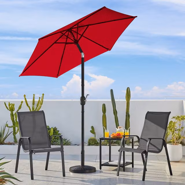 Yaheetech Adjustable Red Patio Umbrella with Central Pole, Diameter: 240 cm