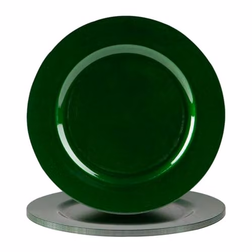 Argon Tableware Metallic Charger Plates in Green, Pack of 6, Diameter: 33 cm – 1