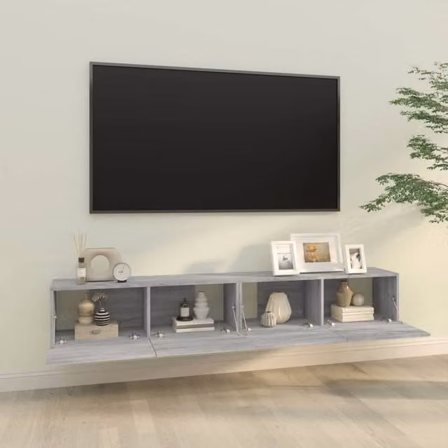 Berkfield Home Wall TV Cabinets, 2 Piece Set in Grey Sonoma, W/D/H: 100 x 30 x 30 cm