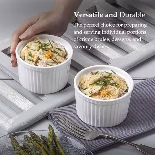 WM Bartleet & Sons Set of 2 White Porcelain Deep Ramekins with Lids, 10 cm Diameter – 4