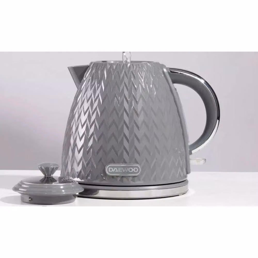Daewoo Grey Argyle 1.7 Litre Jug Kettle and 2 Slice Toaster Set