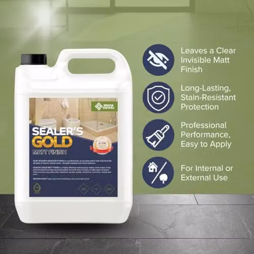 StoneCare4u Essential Sealers Gold Internal Floor and Tile Sealer, Matt Dry Finish, 5 l – 2
