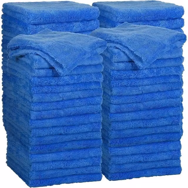 NESTLUNE 50 Pack Blue Microfibre Car Detailing Cleaning Cloths, W 100 cm x H 15 cm