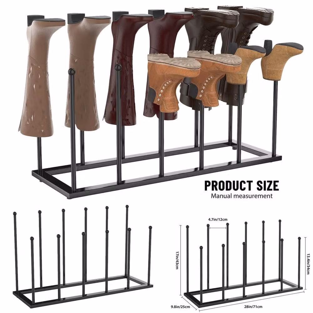 FLAVORA Two-Tier Metal Boot Rack and Shoe Stand in Black, W: 50 cm – 3