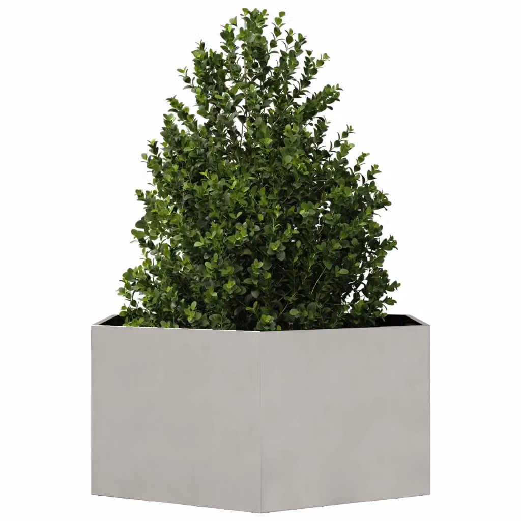 Berkfield Home Hexagon Garden Planter in Silver Stainless Steel, W: 104 cm, D: 90 cm, H: 45 cm – 3