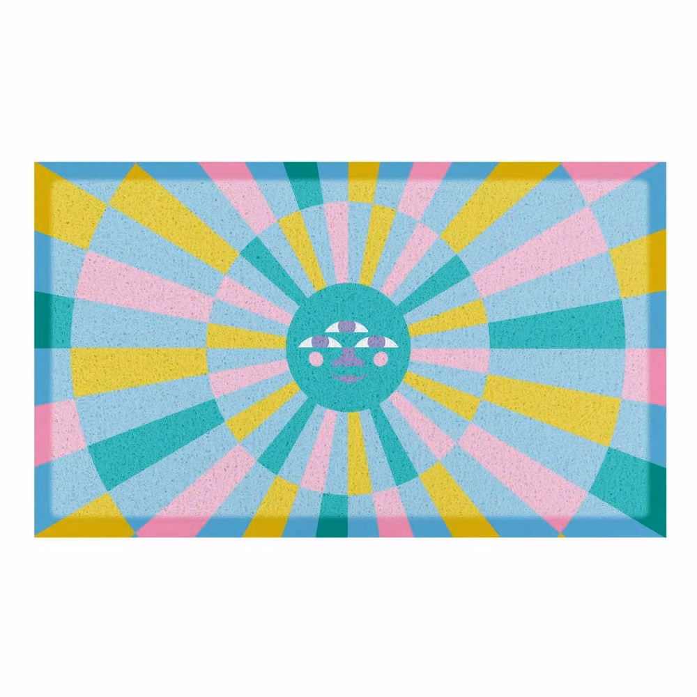 Artsy Mats Elizabeth Olwen Blue Sun Face Indoor/Outdoor Doormat, W/D/H: 70 x 40 cm – 2