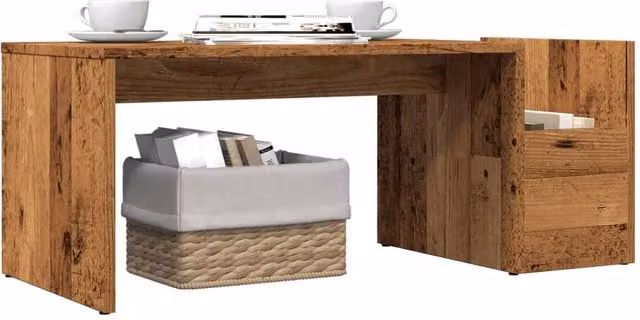 Berkfield Home Durable Rustic Coffee Table in Brown, W/D/H: 90 x 45 x 35 cm – 1