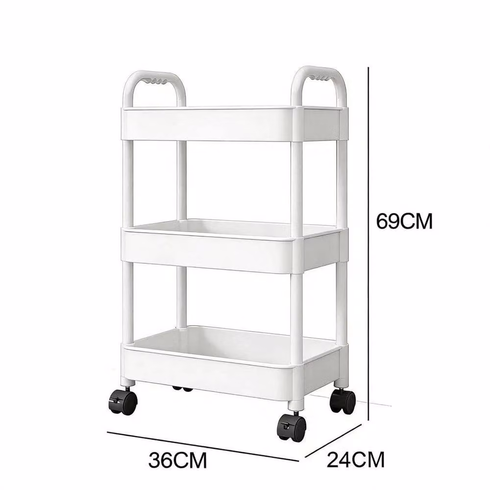 Nordara 3-Tier Modern Kitchen Storage Trolley Cart with Wheels in Matt White – 2