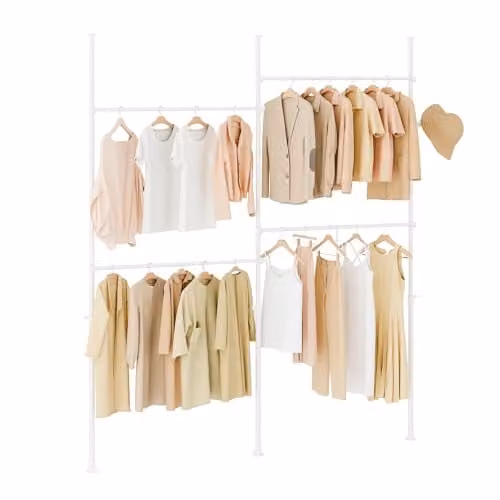 SoBuy Adjustable Wardrobe Organiser in White – 1