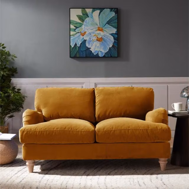 Halo Sofa in Mustard Yellow Velvet