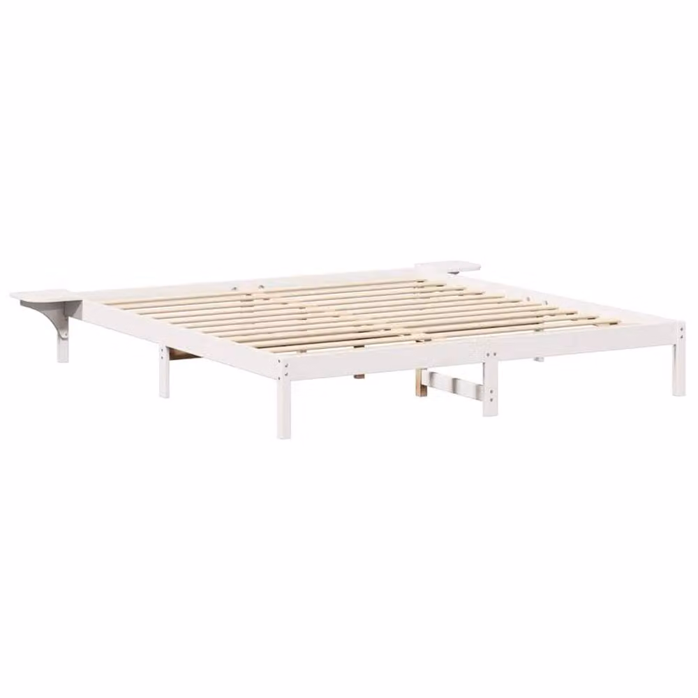 Berkfield Home Modern White Solid Pine Wood Bed Frame W/D/H: 200 x 200 cm – 2