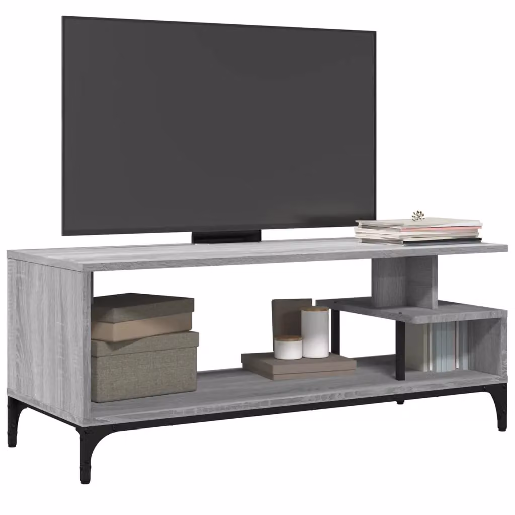Berkfield Home Grey Sonoma TV Cabinet in Engineered Wood and Metal, W/D/H: 102 x 40 x 41 cm – 3