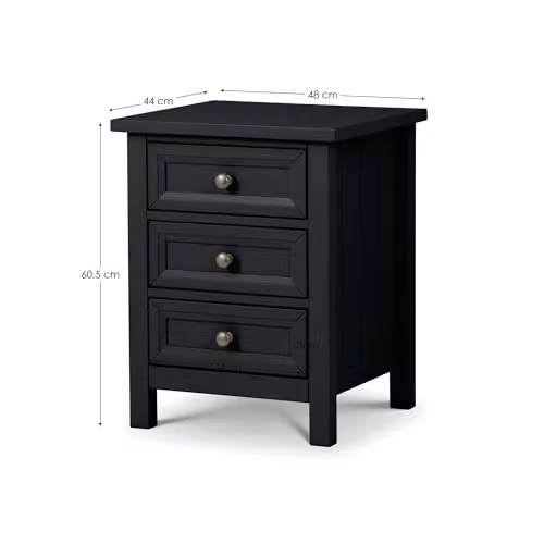 Julian Bowen Maine 3 Drawer Bedside Table in Anthracite W: 44.0 cm, D: 48.0 cm, H: 60.5 cm – 2