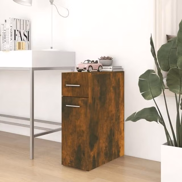 Berkfield Home Apothecary Cabinet in Smoked Oak, Brown, W/D/H: 45.5 x 20 x 60 cm