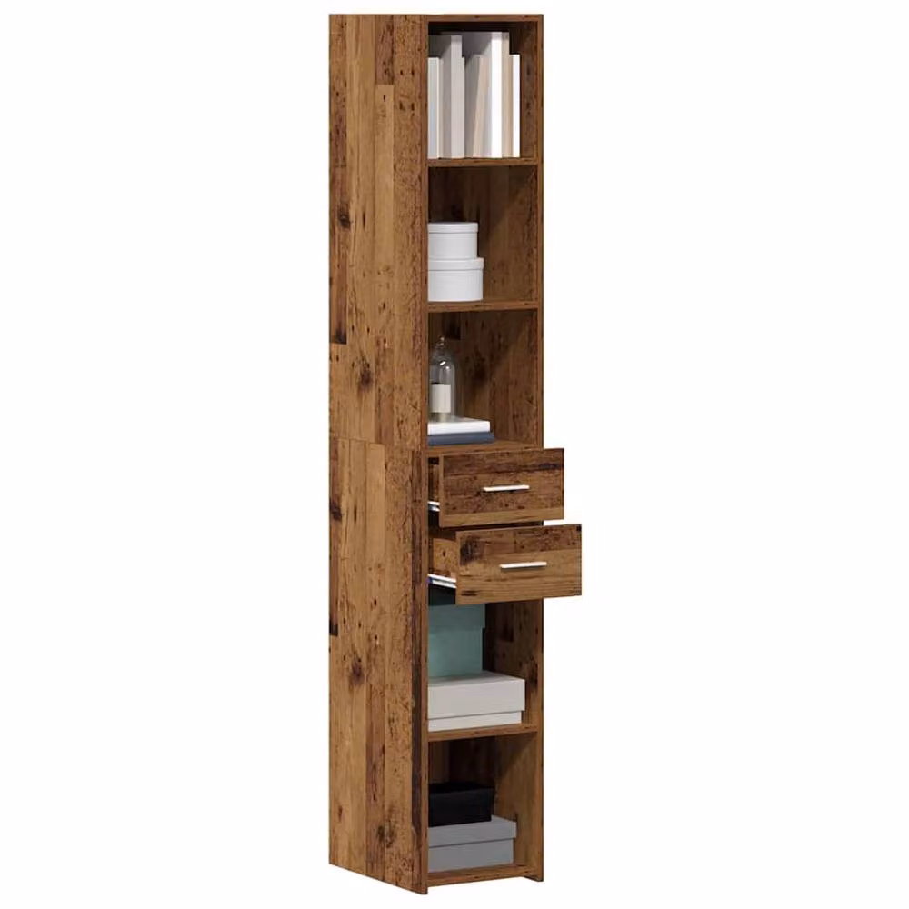 Berkfield Home Rustic Old Wood Highboard in Brown, W/D/H: 30 x 42.5 x 185 cm – 2