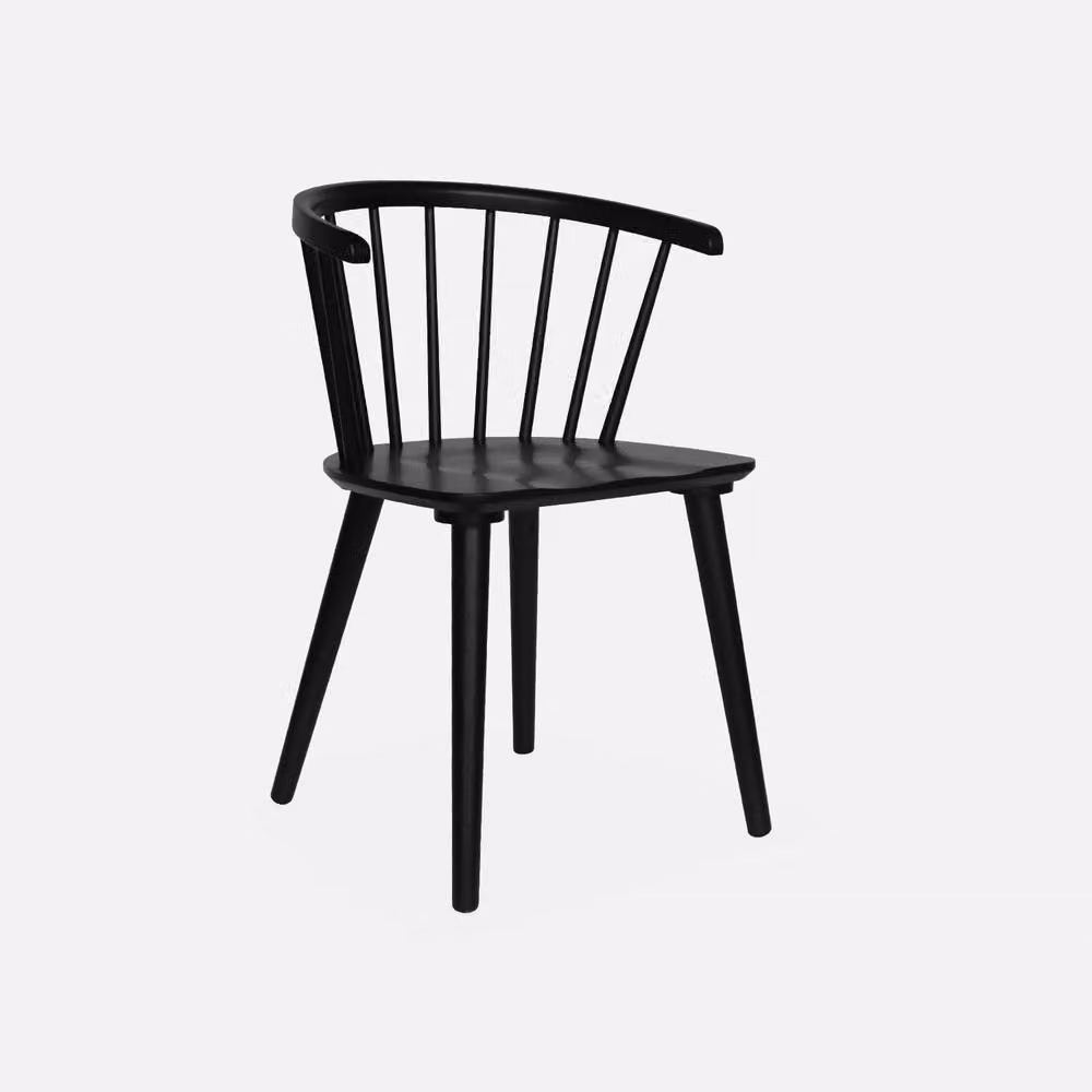 sweeek Pair of Black Walnut Wood and Plywood Dining Chairs with Armrests – 2