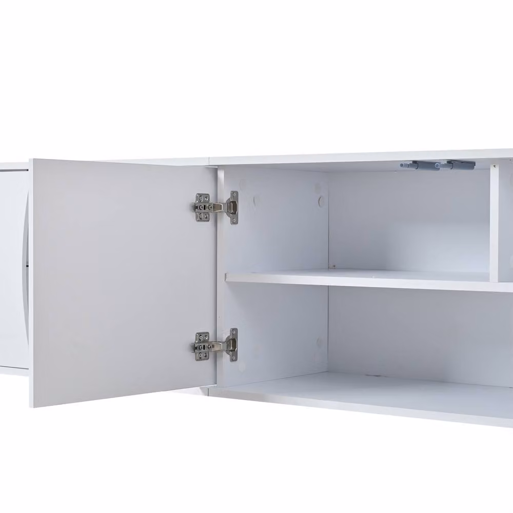 Merax White Glossy TV Unit with Integrated LED Lighting, W/D/H: 180 x 40 x 45 cm – 2