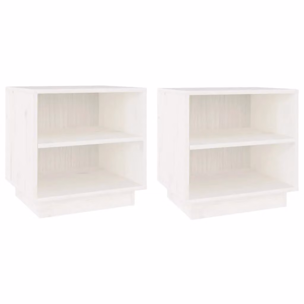 Berkfield Home Set of 2 White Solid Wood Pine Bedside Cabinets, W/D/H: 40 x 34 x 40 cm – 2