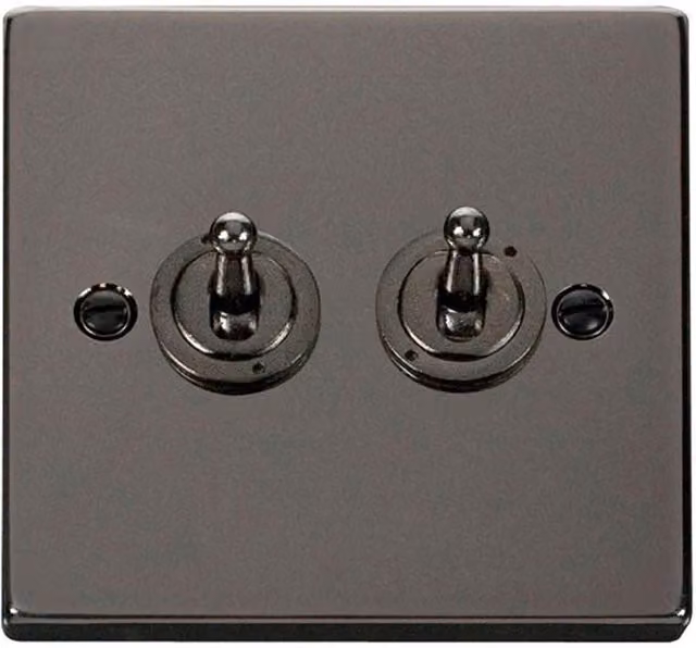 SE Home Black Nickel 2 Gang 2 Way 10AX Toggle Light Switch